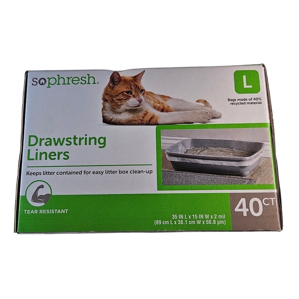 So Phresh Drawstring‎ Litter Box Liners Large 40 Count Tear Resistant